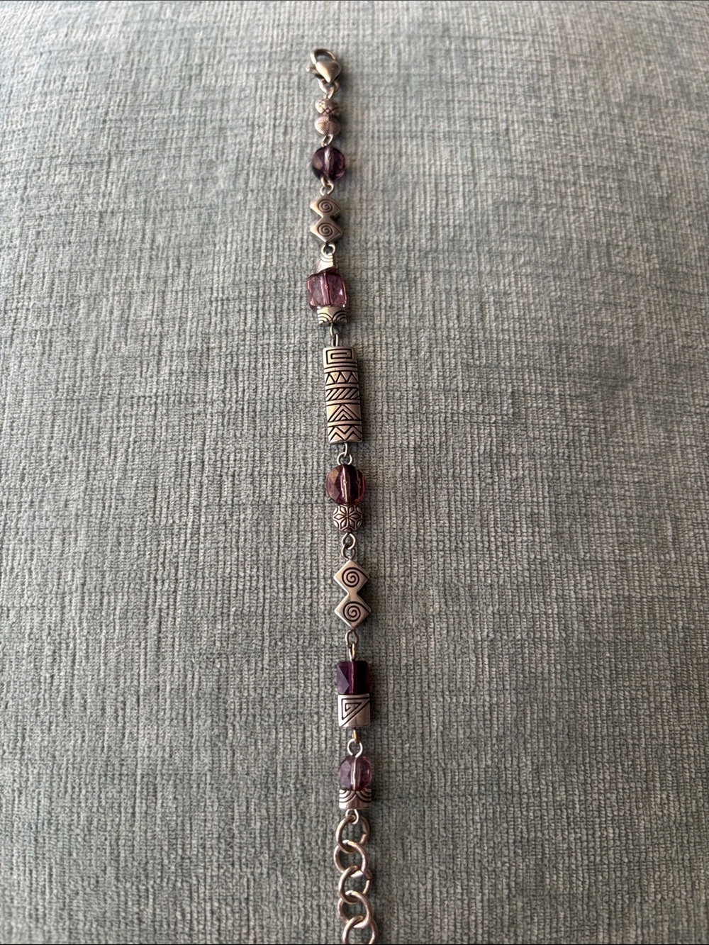 Brighton Purple Beaded Silver-Tone Bracelet